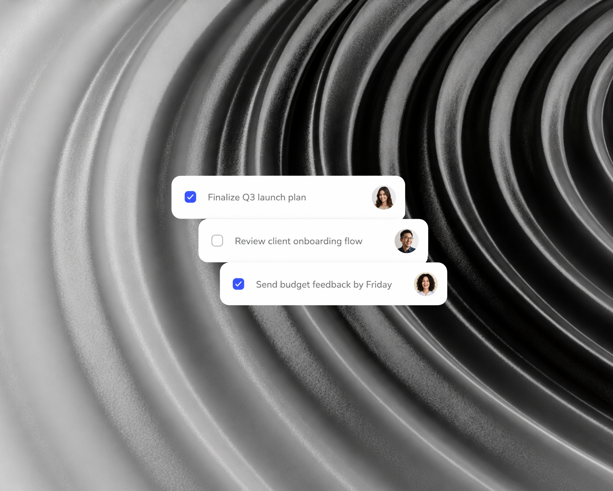 NoteWave action items with owners and completion status